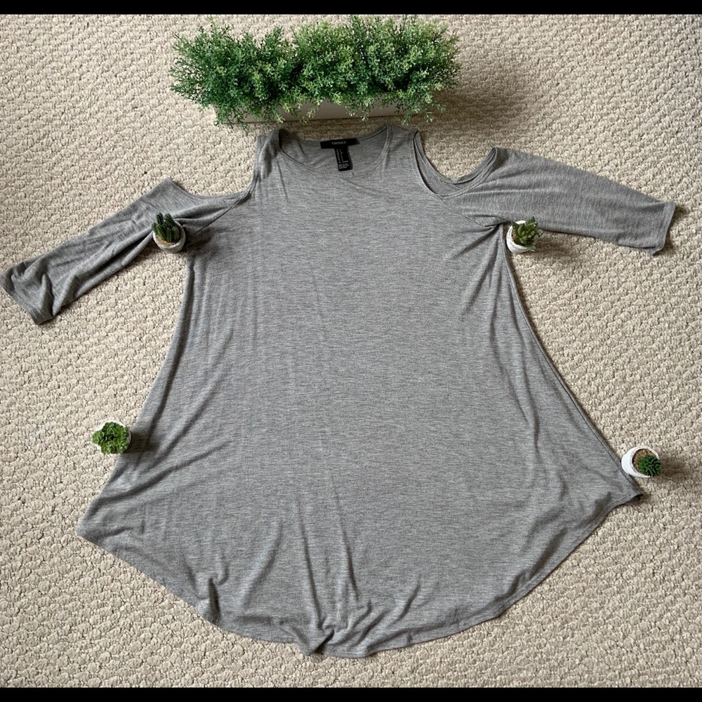 Grey Cold Shoulder Top